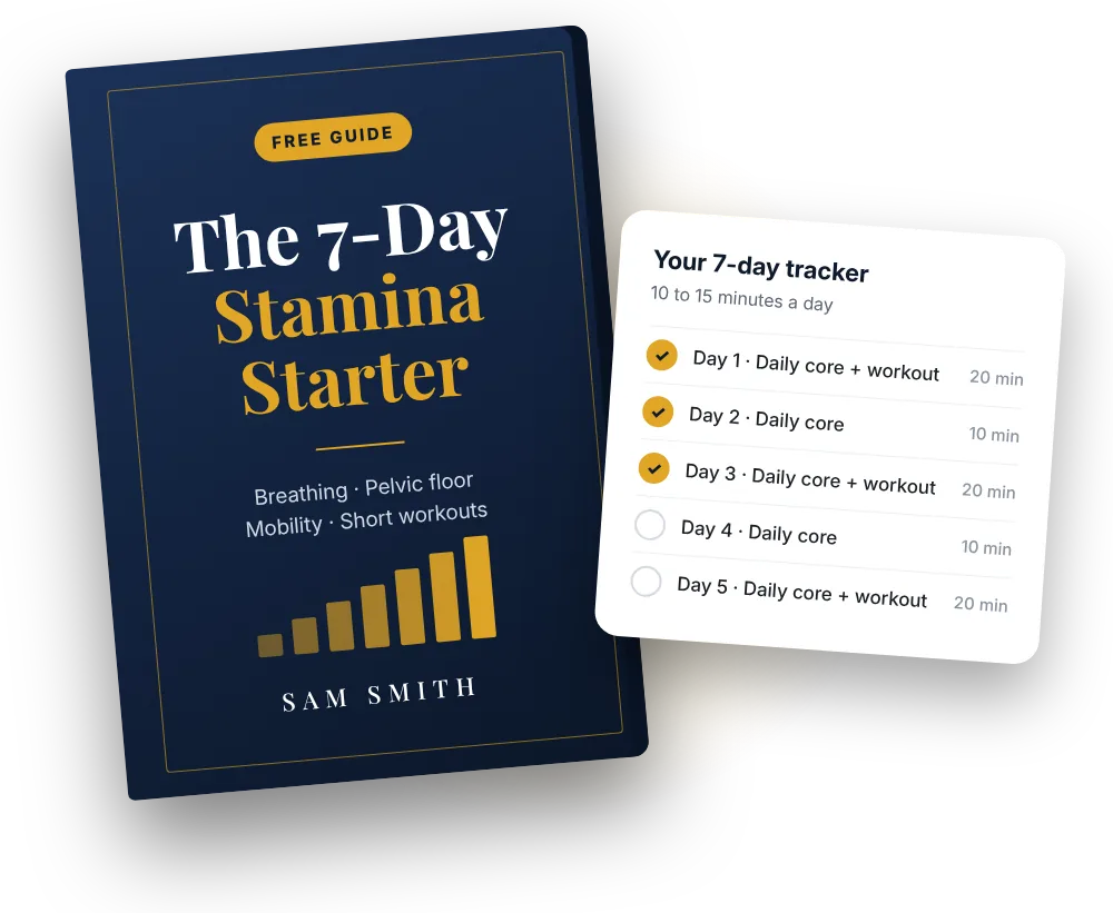 The free 7-Day Stamina Starter guide cover next to a 7-day tick-box tracker